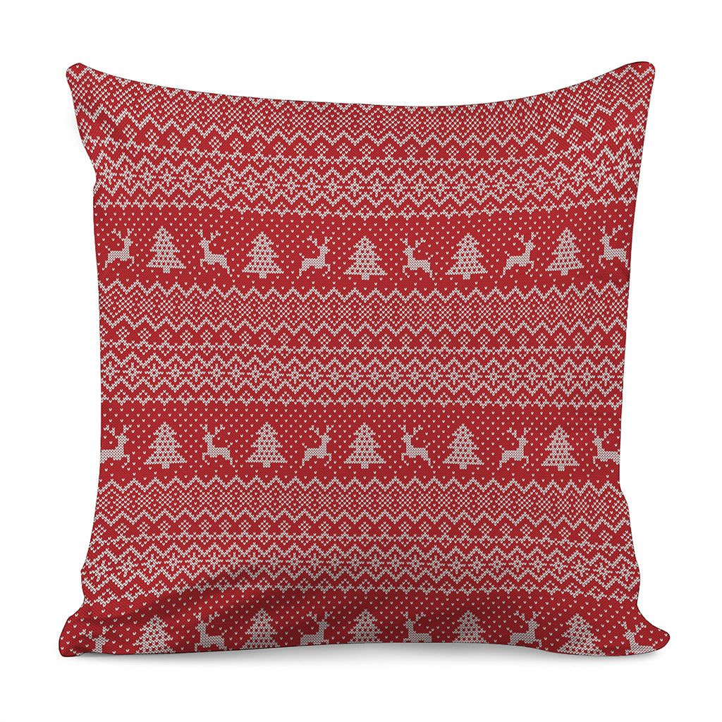 Geometric Xmas Knitted Pattern Print Pillow Cover