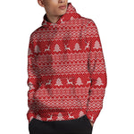 Geometric Xmas Knitted Pattern Print Pullover Hoodie