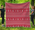 Geometric Xmas Knitted Pattern Print Quilt