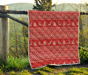 Geometric Xmas Knitted Pattern Print Quilt