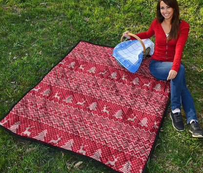 Geometric Xmas Knitted Pattern Print Quilt