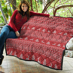 Geometric Xmas Knitted Pattern Print Quilt