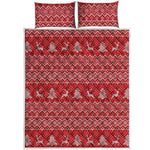 Geometric Xmas Knitted Pattern Print Quilt Bed Set