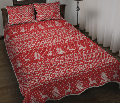 Geometric Xmas Knitted Pattern Print Quilt Bed Set