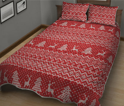 Geometric Xmas Knitted Pattern Print Quilt Bed Set