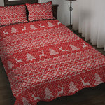 Geometric Xmas Knitted Pattern Print Quilt Bed Set