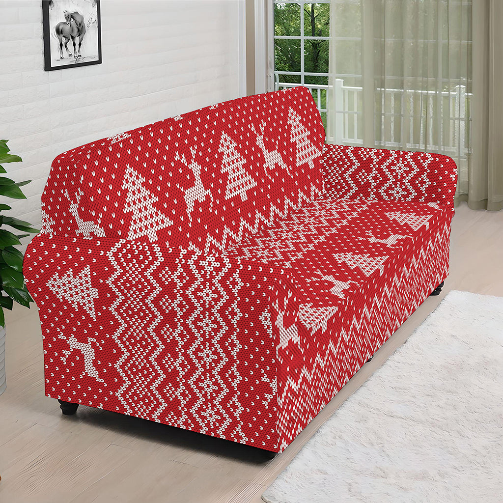 Geometric Xmas Knitted Pattern Print Sofa Cover