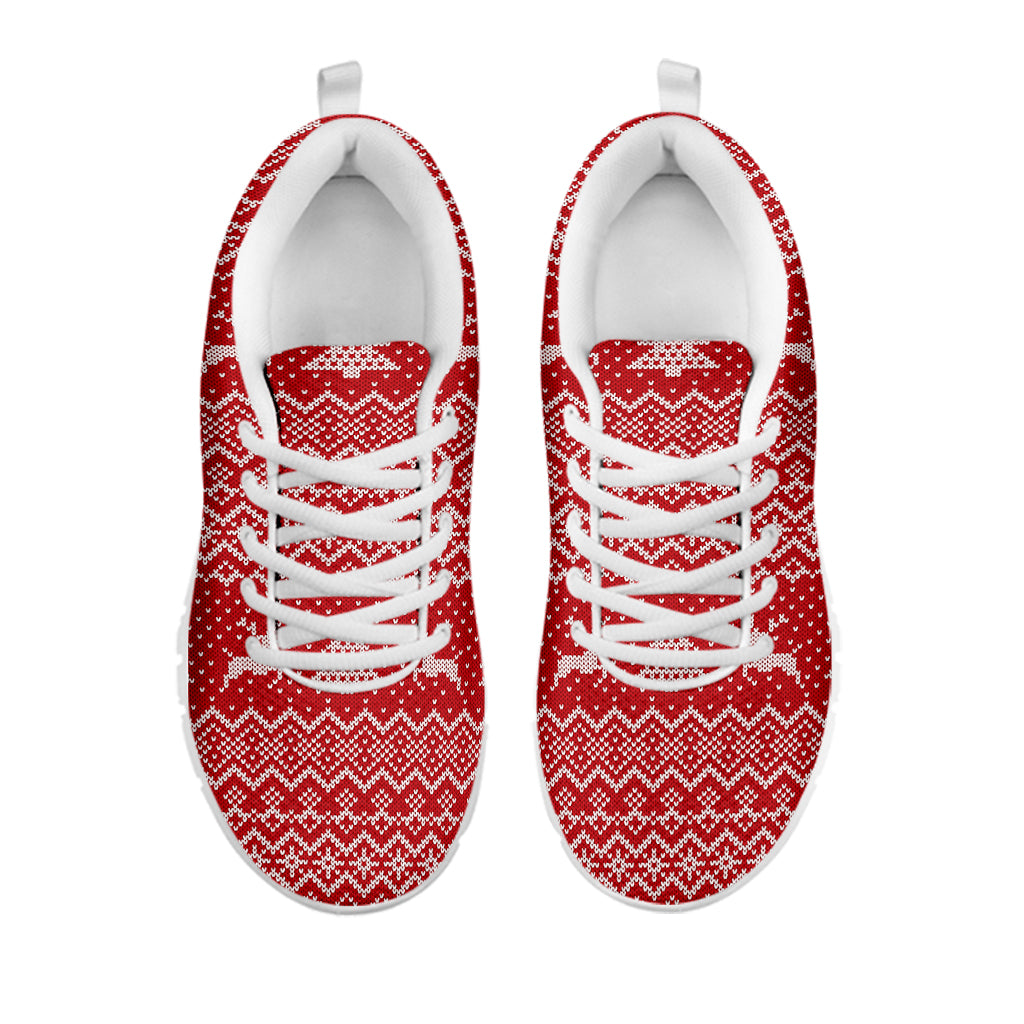 Geometric Xmas Knitted Pattern Print White Sneakers