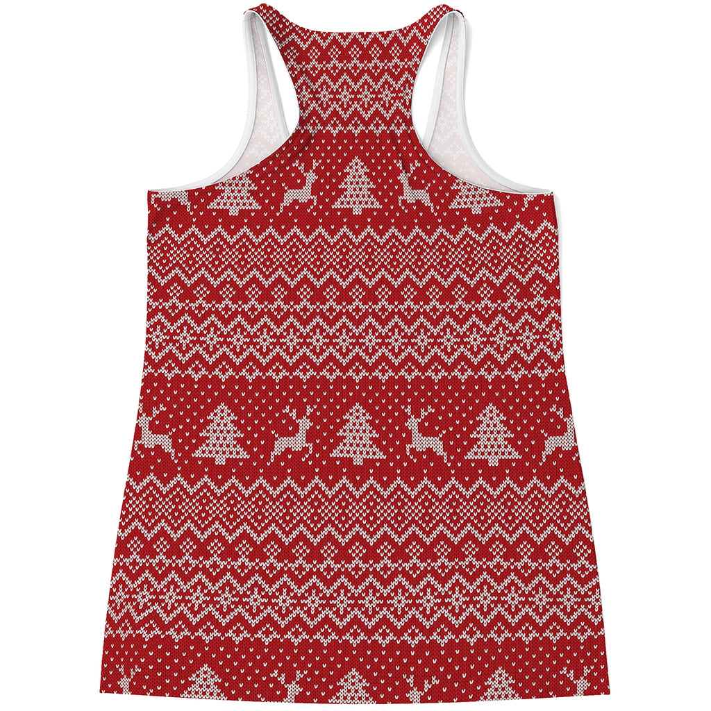 Geometric Xmas Knitted Pattern Print Women's Racerback Tank Top