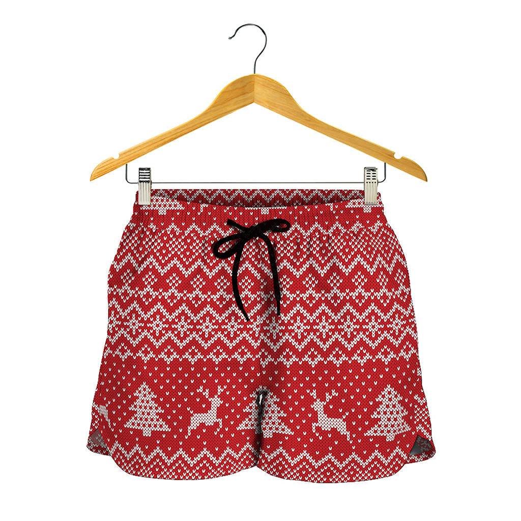 Geometric Xmas Knitted Pattern Print Women's Shorts