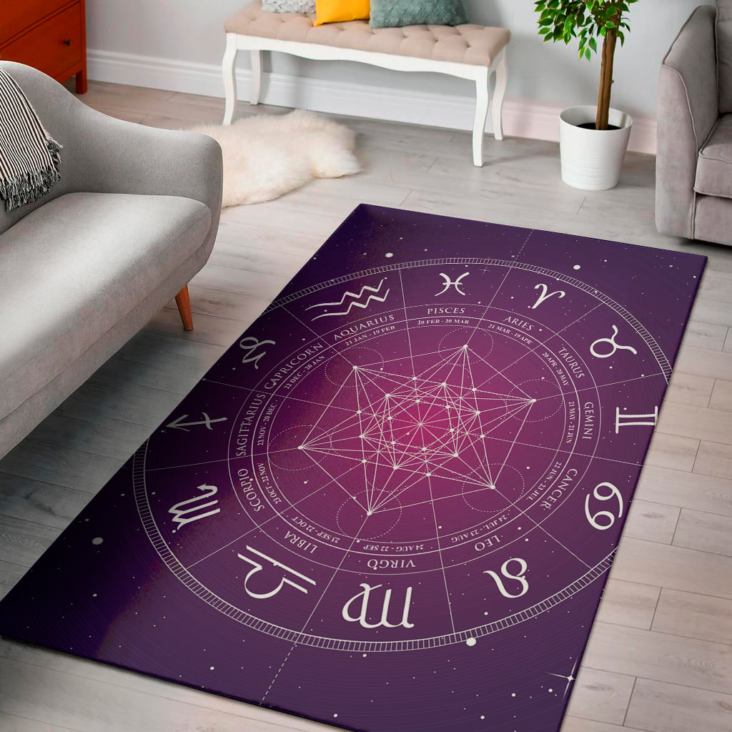 Geometric Zodiac Calendar Print Area Rug