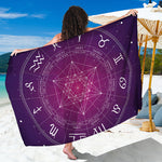 Geometric Zodiac Calendar Print Beach Sarong Wrap