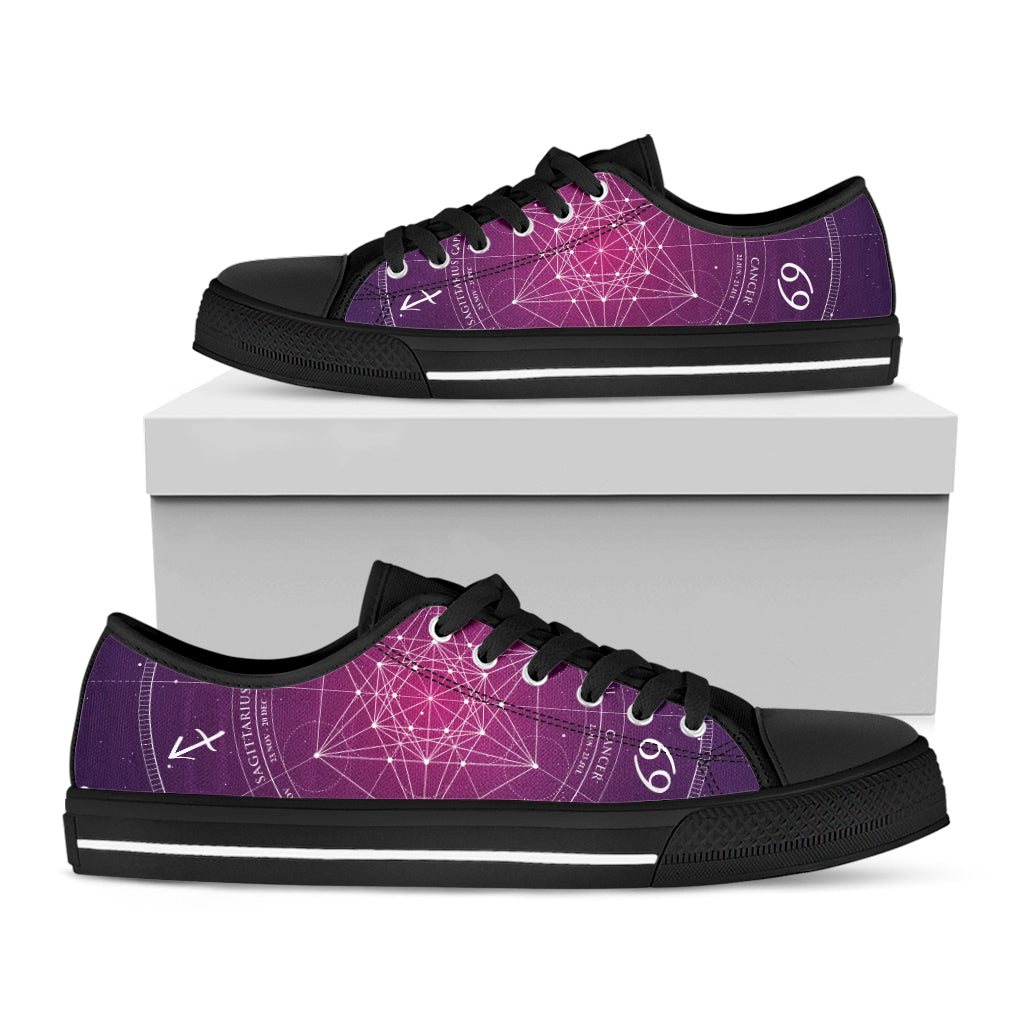 Geometric Zodiac Calendar Print Black Low Top Shoes 