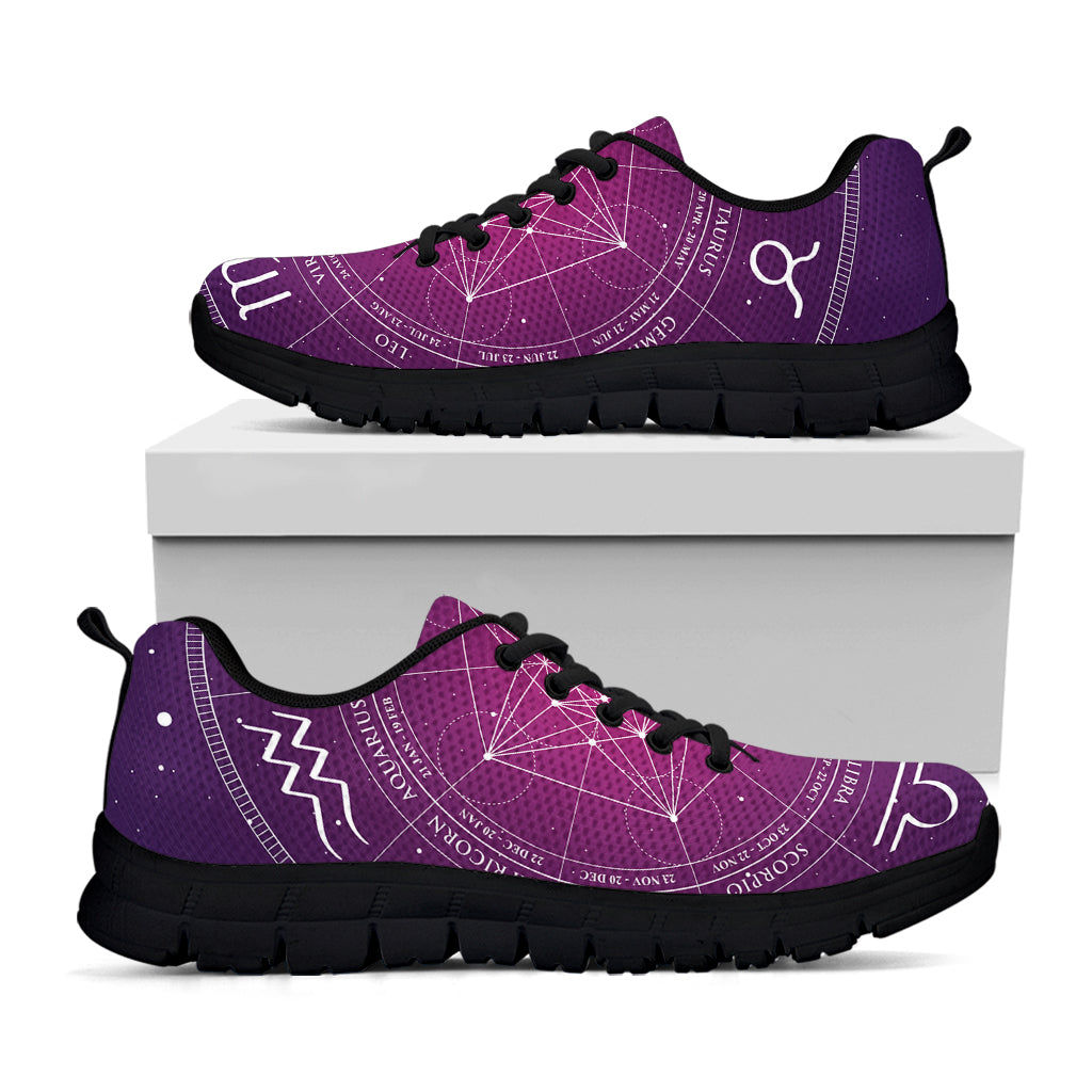 Geometric Zodiac Calendar Print Black Sneakers