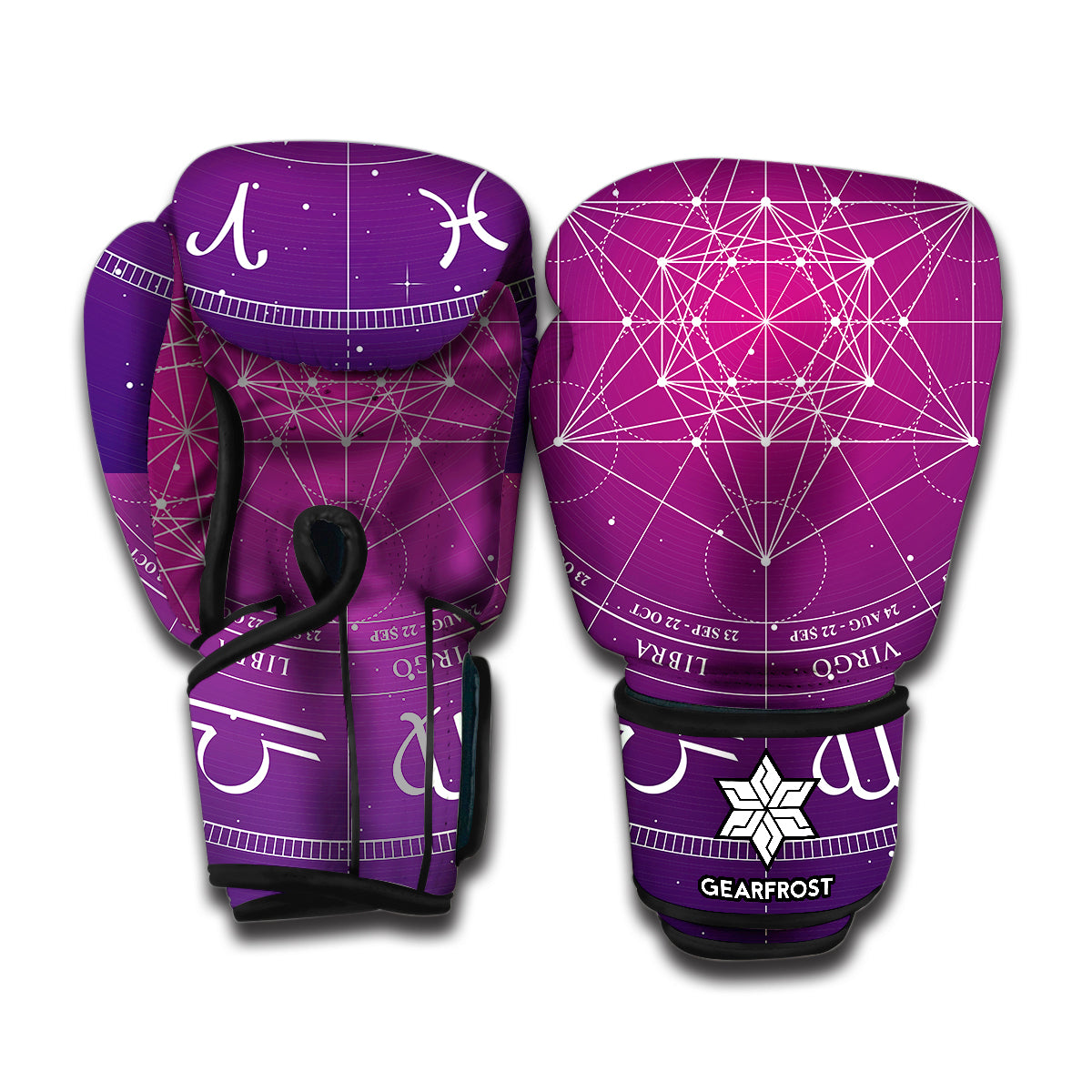 Geometric Zodiac Calendar Print Boxing Gloves