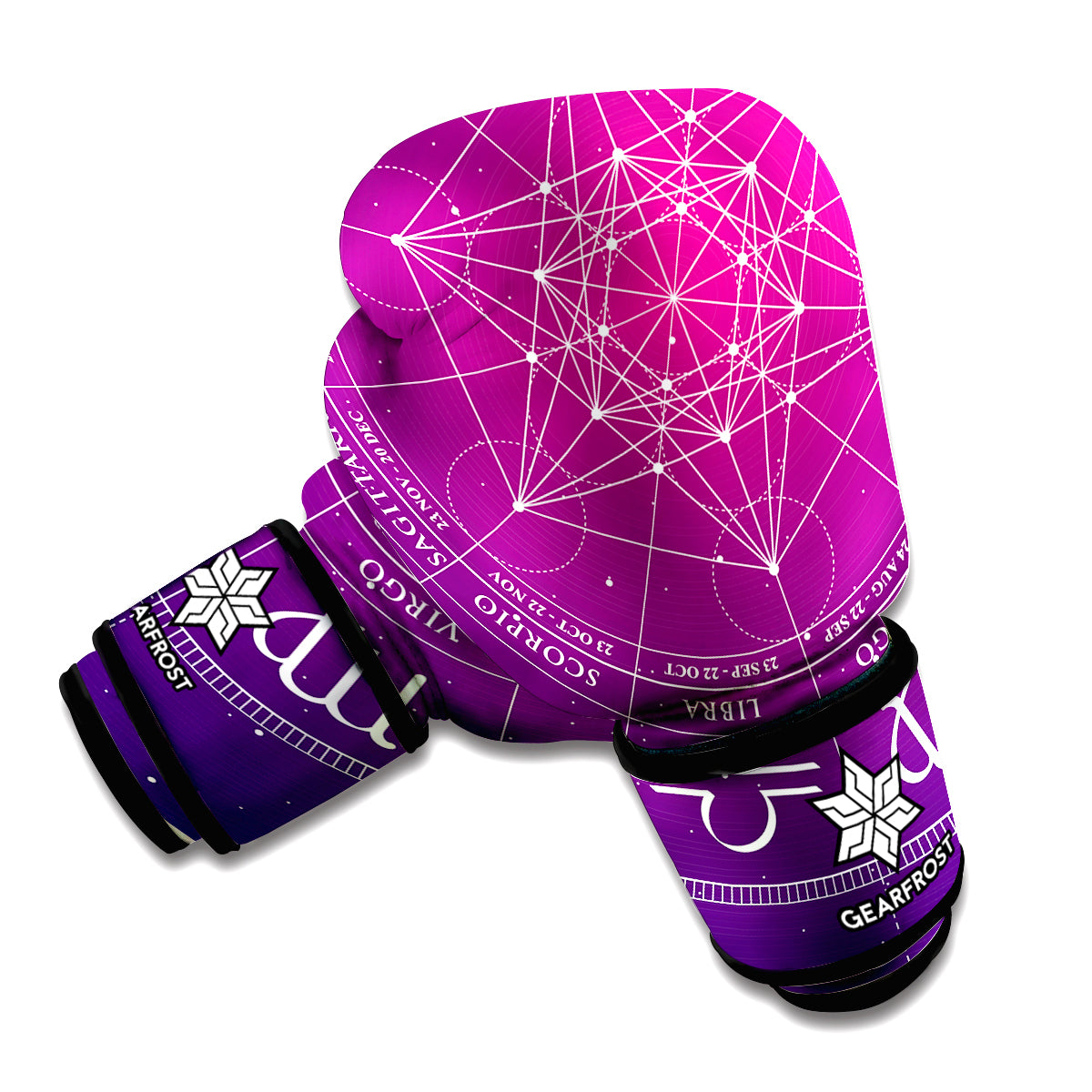 Geometric Zodiac Calendar Print Boxing Gloves