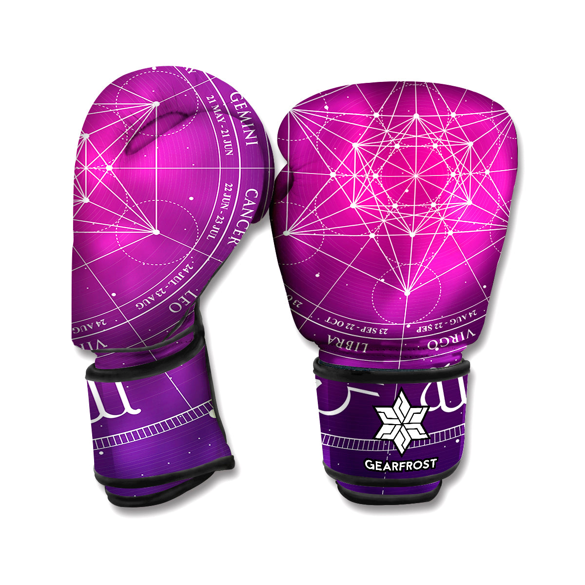 Geometric Zodiac Calendar Print Boxing Gloves