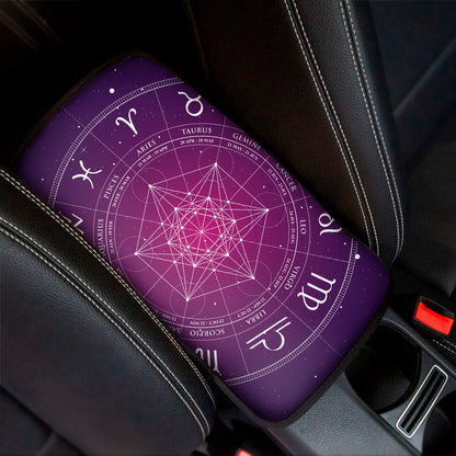 Geometric Zodiac Calendar Print Car Center Console Cover