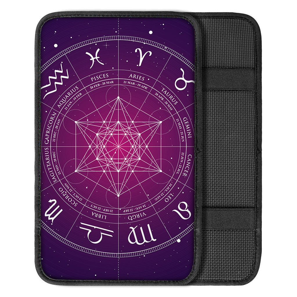 Geometric Zodiac Calendar Print Car Center Console Cover
