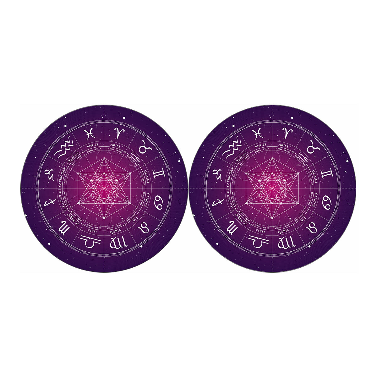 Geometric Zodiac Calendar Print Car Coasters