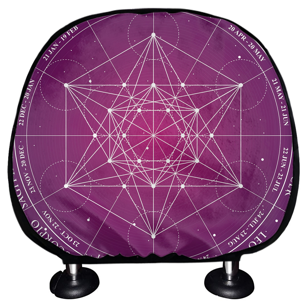 Geometric Zodiac Calendar Print Car Headrest Covers
