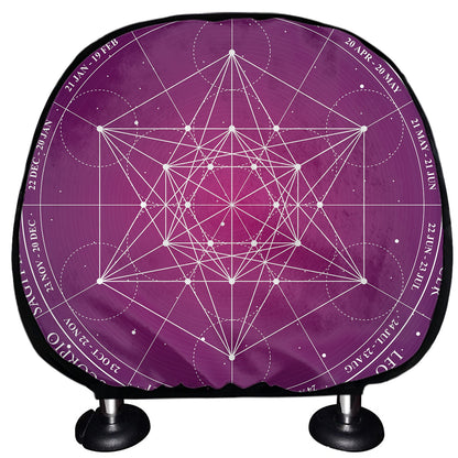Geometric Zodiac Calendar Print Car Headrest Covers