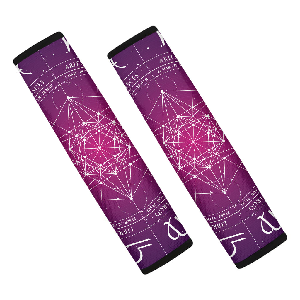 Geometric Zodiac Calendar Print Car Seat Belt Covers