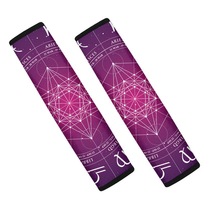 Geometric Zodiac Calendar Print Car Seat Belt Covers