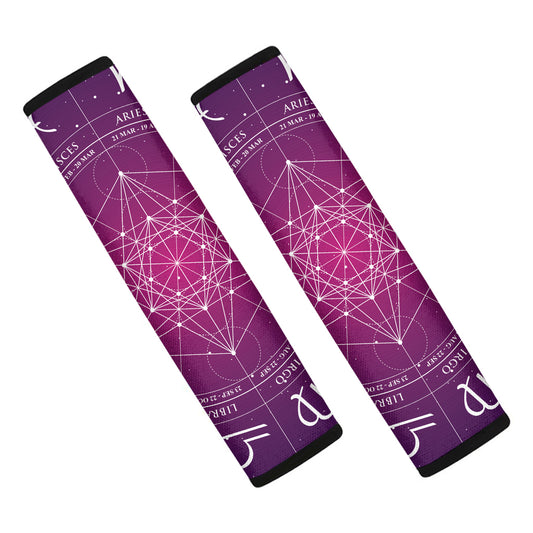 Geometric Zodiac Calendar Print Car Seat Belt Covers