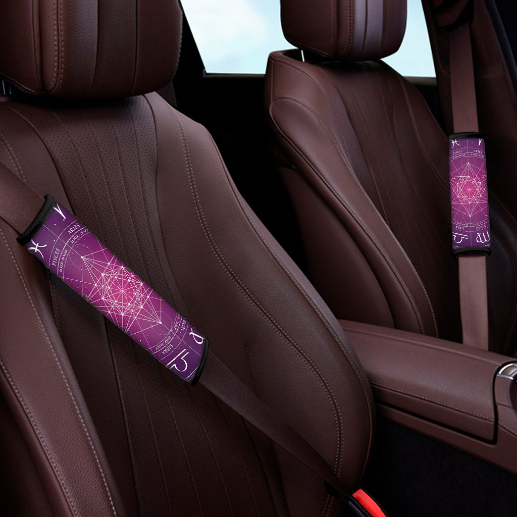 Geometric Zodiac Calendar Print Car Seat Belt Covers