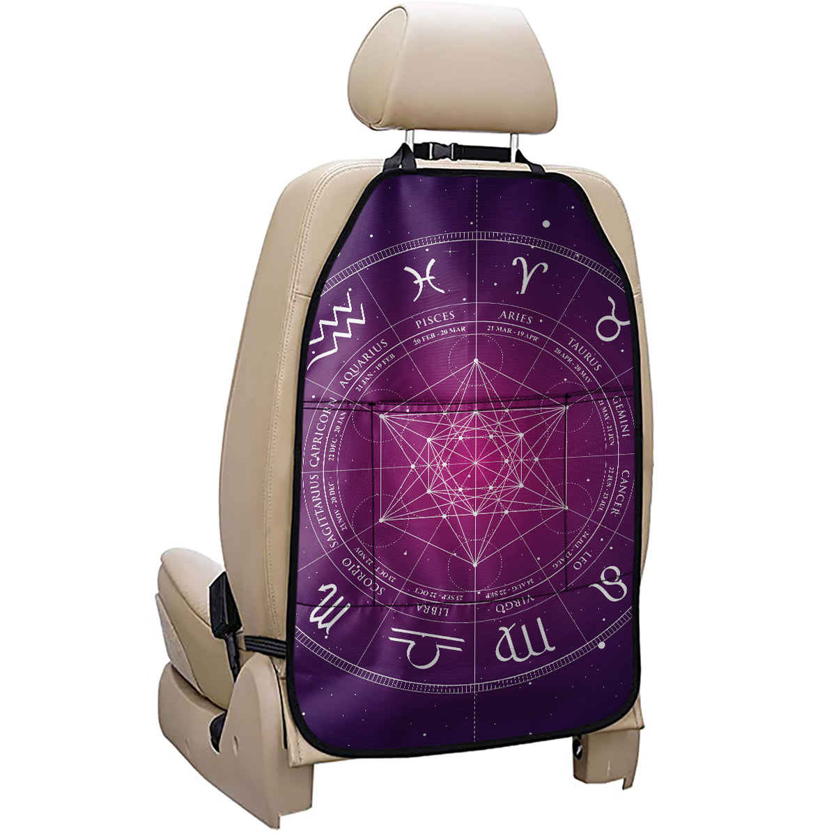 Geometric Zodiac Calendar Print Car Seat Organizers