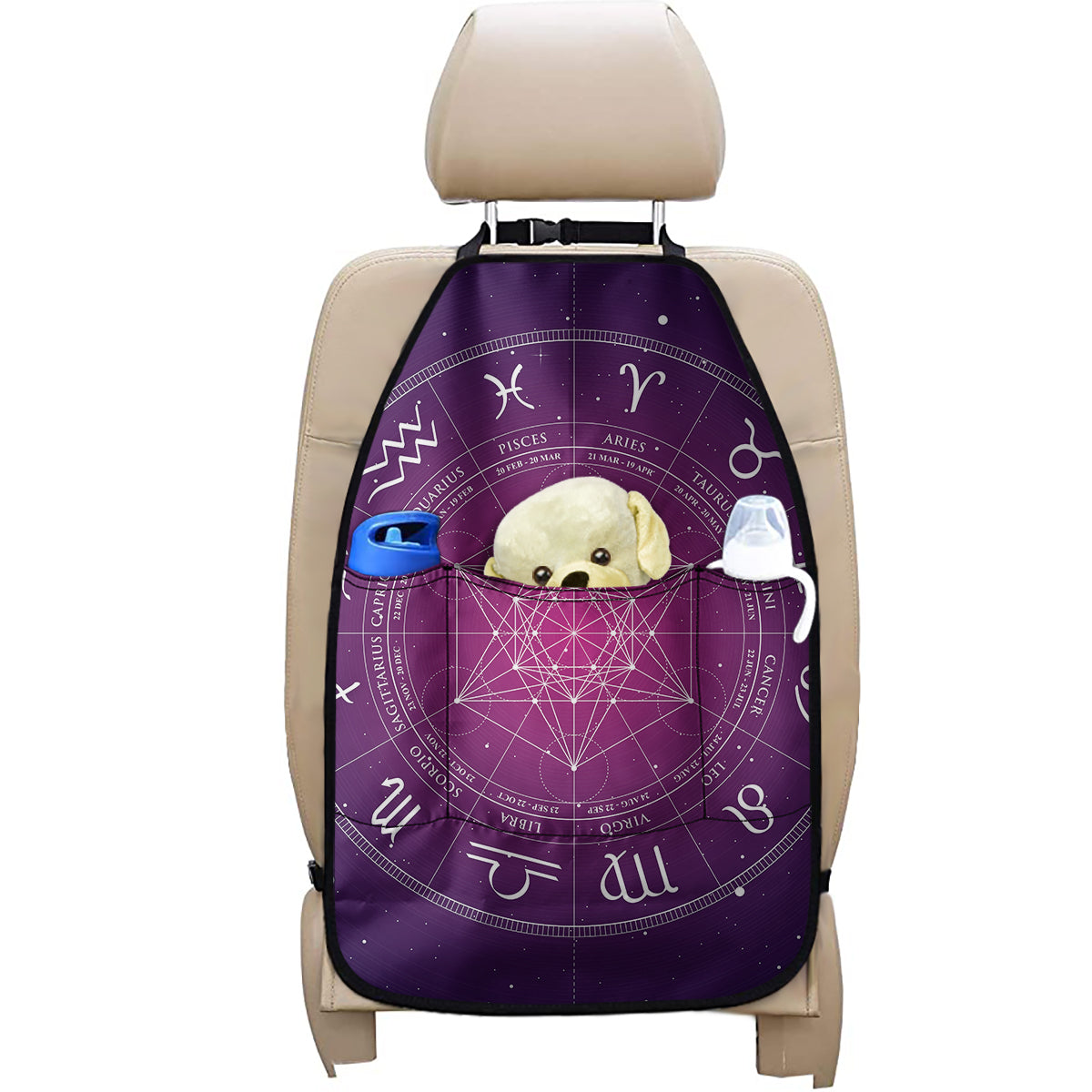 Geometric Zodiac Calendar Print Car Seat Organizers