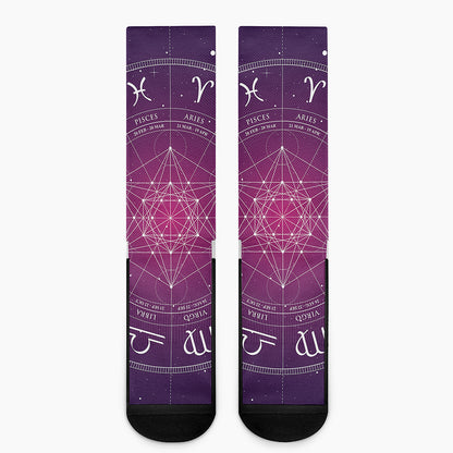 Geometric Zodiac Calendar Print Crew Socks