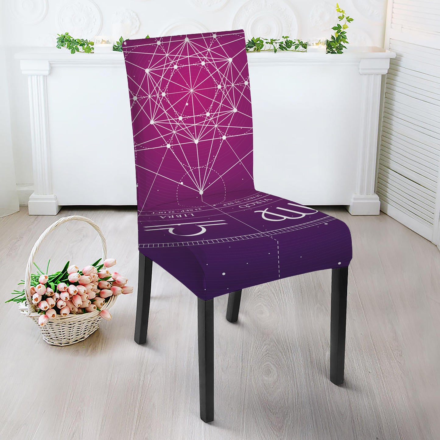 Geometric Zodiac Calendar Print Dining Chair Slipcover