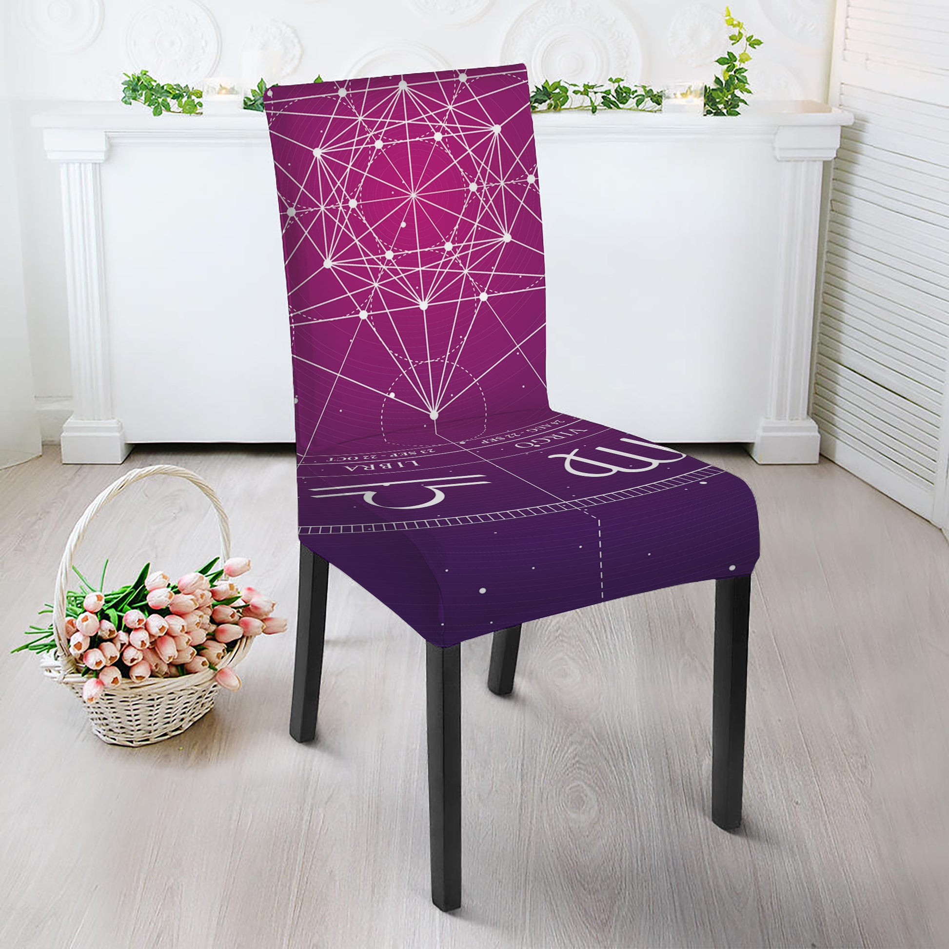 Geometric Zodiac Calendar Print Dining Chair Slipcover