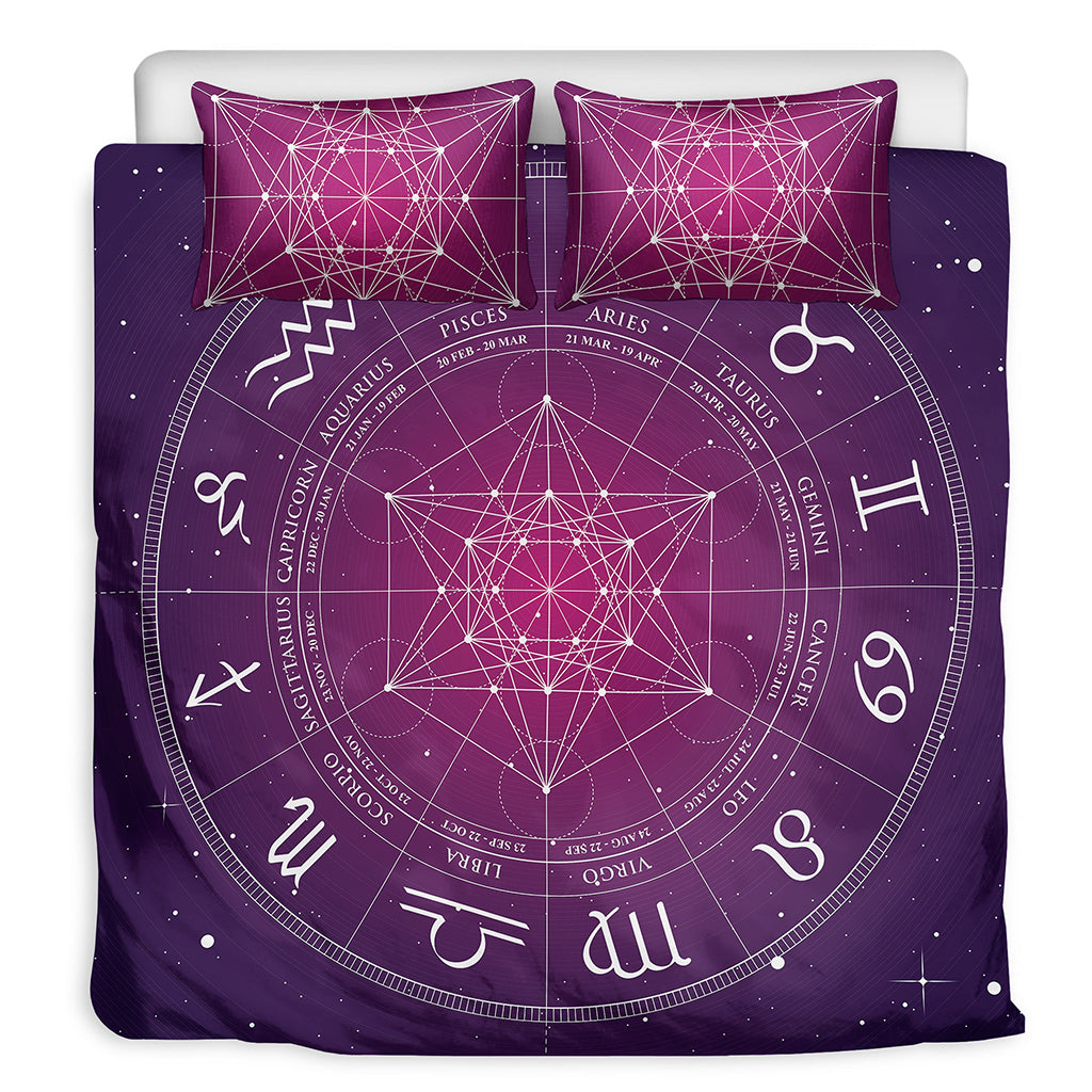 Geometric Zodiac Calendar Print Duvet Cover Bedding Set