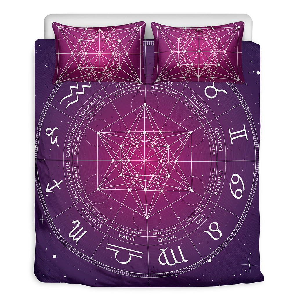 Geometric Zodiac Calendar Print Duvet Cover Bedding Set