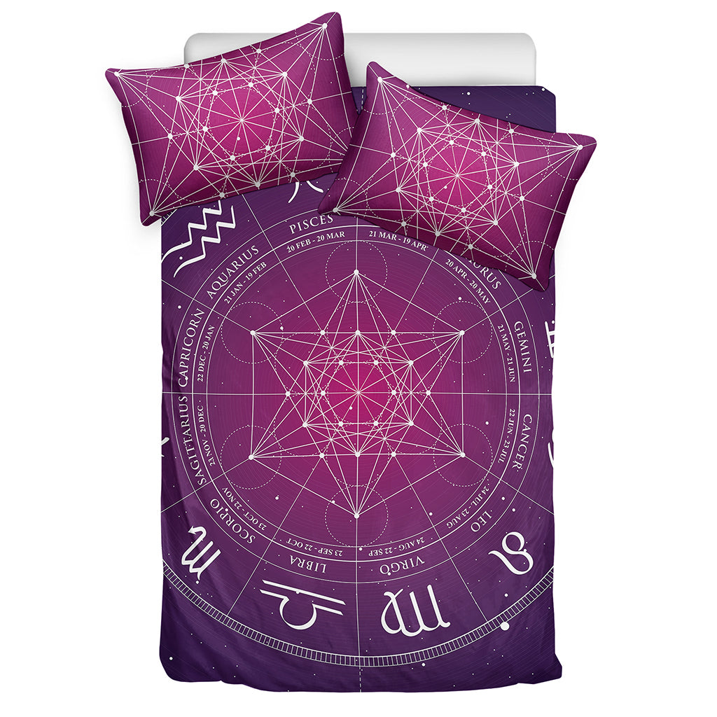 Geometric Zodiac Calendar Print Duvet Cover Bedding Set