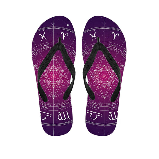 Geometric Zodiac Calendar Print Flip Flops