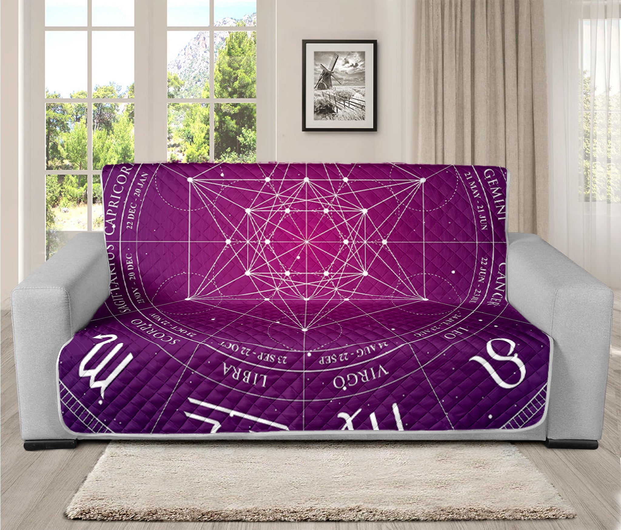 Geometric Zodiac Calendar Print Futon Protector