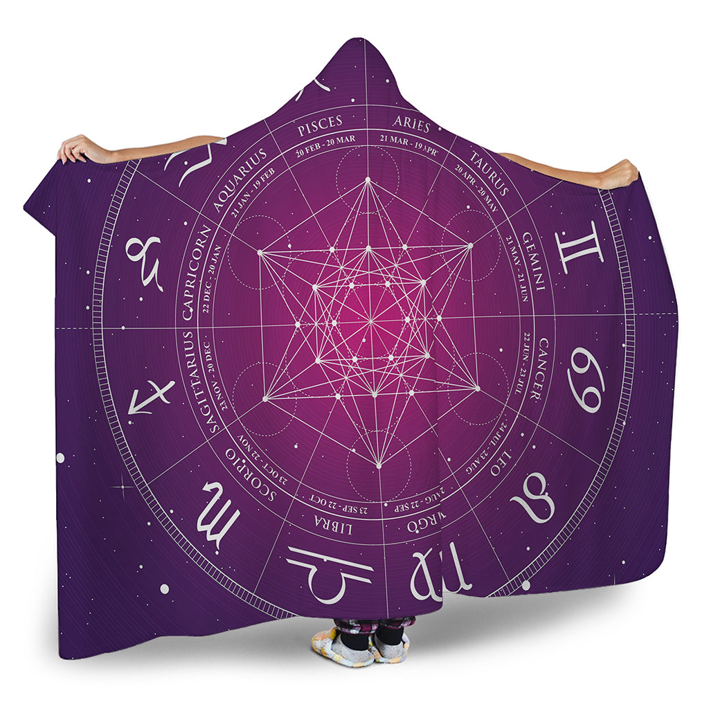 Geometric Zodiac Calendar Print Hooded Blanket