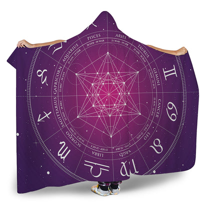 Geometric Zodiac Calendar Print Hooded Blanket