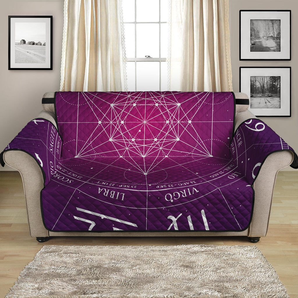 Geometric Zodiac Calendar Print Loveseat Protector