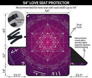 Geometric Zodiac Calendar Print Loveseat Protector