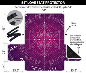 Geometric Zodiac Calendar Print Loveseat Protector