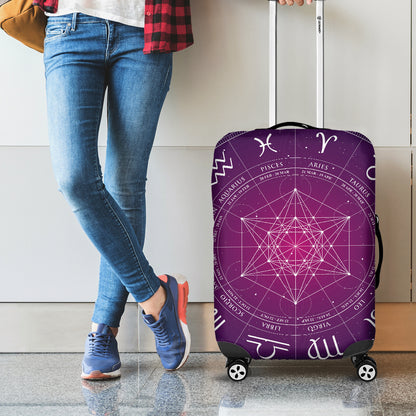 Geometric Zodiac Calendar Print Luggage Cover