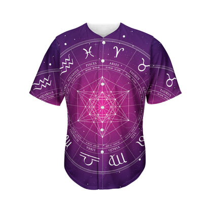 Geometric Zodiac Calendar Print Men's Baseball Jersey