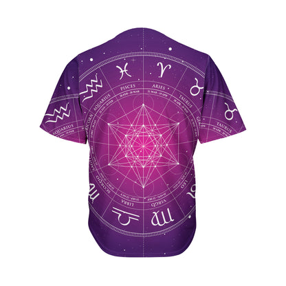 Geometric Zodiac Calendar Print Men's Baseball Jersey