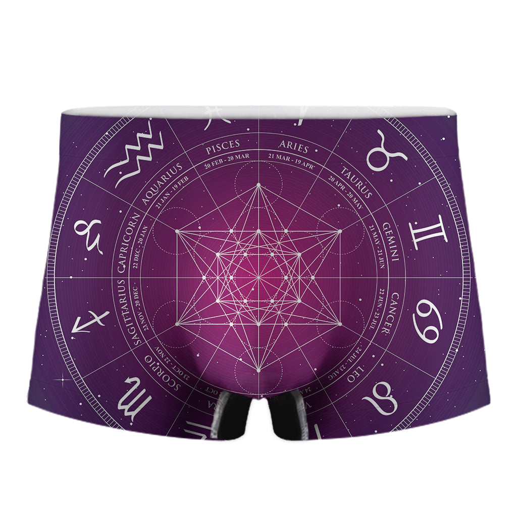 Geometric Zodiac Calendar Print Men's Boxer Briefs