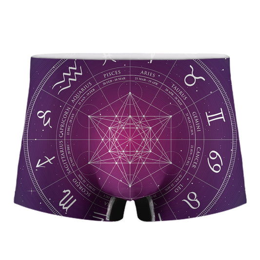 Geometric Zodiac Calendar Print Men's Boxer Briefs